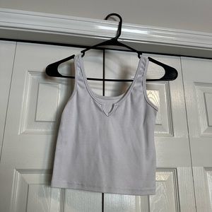 White Crop Tank Top with Small V